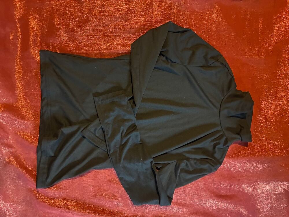 Womens Black Turtleneck Top S Long Sleeve Mock Neck Stretch Slim Shirt Layering